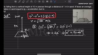 A body falling from a vertical height of 10m pierces through a distance of 1m in sand It faces an [upl. by Hebel]