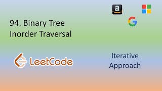 Binary Tree Inorder Traversal  Binary Tree  Python  Iterative Approach  LeetCode 94 [upl. by Boru]