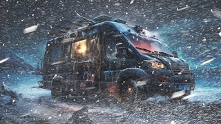 Cozy Van Life Winter Camping in Snow Storm Blizzard Extreme Weather Freezing Temperatures vanlife [upl. by Flavio608]