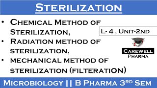 Chemical method of sterilization  Radiation method of sterilization  Mechanical methodfilteration [upl. by Dael]