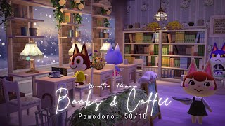 Pomodoro 5010 • Study with Cat villagers • No Music  Books amp Coffee winter theme ❄️ [upl. by Jolynn275]