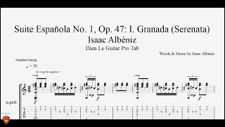 Isaac Albèniz  Suite Española No 1 Op 47I Granada Serenata  Guitar Tutorial  TAB [upl. by Aicel668]