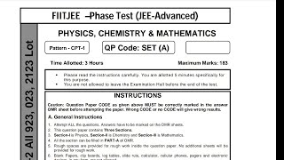 Fiitjee Jee AdvancedReshuffing Test 2 South Delhi kalu Sarai Question paper and solutions [upl. by Rovert653]