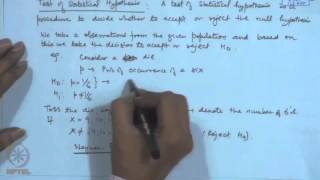 Mod21 Lec21 Testing of Hypotheses  Basic Concepts [upl. by Yendic]