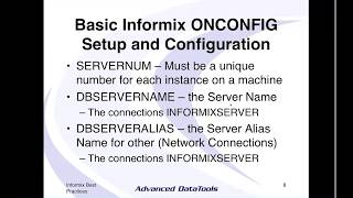 Informix Best Practices Webcast on Configuration ONCONFIG part 2 [upl. by Dalpe]