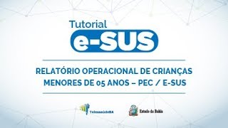 Tutorial eSUS Relatório Operacional de Crianças Menores de 05 anos  PEC eSUS [upl. by Watkins]