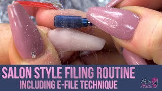 EFiling Acrylic Nails  Salon Style Tutorial  Kirstys Filing Routine [upl. by Nosreve51]