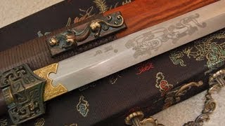 Han Jian Hand Forged Damascus Blade  Han Dynasty Sword BATTLE READY [upl. by Anilra]