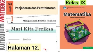 Mari kita periksa halaman 12 matematika kelas 9 kurikulum merdeka Bab 1 GUcilchaNEL1964 [upl. by Fitts683]