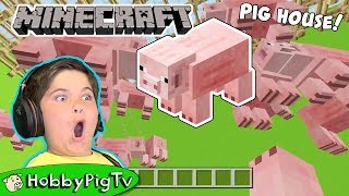 Minecraft Pig House Build With HobbyFrog HobbyPigTV [upl. by Kcirdahs]