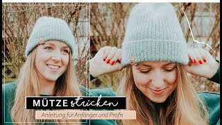 Einfache Mütze stricken  Beanie Strickanleitung für Anfänger [upl. by Kern]