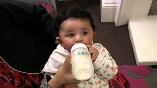 Baby drinking bottle milk  4 months old [upl. by Ennadroj]