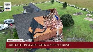 Tornado damage seen across Pryor Oklahoma morning after storm [upl. by Ierna]