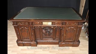 Resolute Desk  Mahogany Desk for President Trump in the White House [upl. by Marian953]