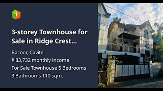 3storey Townhouse for Sale in Ridge Crest MolinoPaliparan Road Bacoor Cavite [upl. by Aneele638]