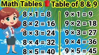 Table of 8 and 9 8 aur 9 ka Table 8 ka Table 9 ka Table Table 8 amp 9 Pahada 8 aur 9 tableof8and9 [upl. by Eenar643]