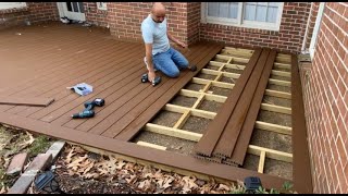 How To Install Picture Frame Trex Composite Decking on Concrete Slab  Backyard Makeover  DIY [upl. by Dawes]