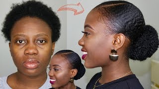 SHE DID IT AGAIN Sleek Faux Bun on Short 4C Natural Hair Tutorial [upl. by Bena]