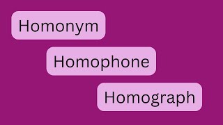 Homonyms Homophones Homographs  The Difference [upl. by Gary]