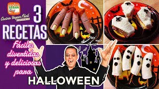 3 recetas de Halloween súper fáciles divertidas y deliciosas  Cocina Vegan Fácil [upl. by Ahsenit]