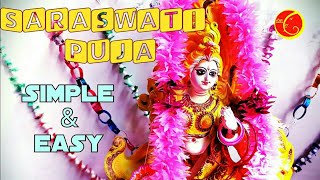 Saraswati puja vidhi easy and simple  Bengali saraswati puja procedure 2021 with mantra [upl. by Airda]