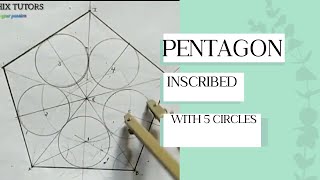 Inscribing 5 circles in a pentagon  technical drawing [upl. by Ellahcim517]