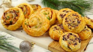 3 Puff Pastry Pinwheel Recipes  Holiday Appetizers [upl. by Aninaj673]