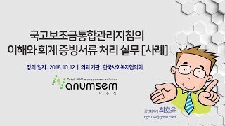 국고 보조금 통합 관리지침의 이해와 회계 증빙서류 처리22사례 한국사회복지협의회  20181012나눔셈 [upl. by Latton734]