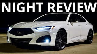 Excellent 2021 Acura TLX Night Review Exterior Ambient Lights POV Drive [upl. by Oznofla]