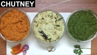 TOP 3 South Indian Chutneys  Quick and Easy Chutney Recipe  Tomato  Coconut amp Coriander Chutney [upl. by Craggy]