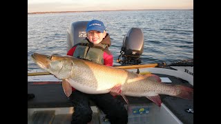 Monster 57quot muskie caught by 8 year old from Mille Lacs Lake [upl. by Ikik]