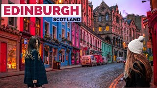 Edinburgh Scotland 🏴󠁧󠁢󠁳󠁣󠁴󠁿 December 2022 Walking Tour 4K HDR 60fps [upl. by Nytsirc205]