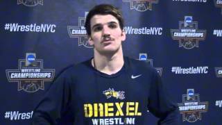 Matt Cimato Drexel after 1st rnd 141 lbs win at 2016 NCAAs [upl. by Aretha]