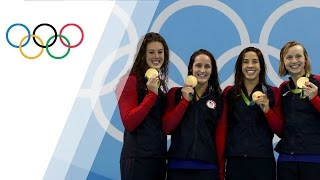 USA wins gold in Womens 4X200 Freestyle Relay [upl. by Salvador]