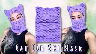 Easy Crochet Ski Mask Balaclava with Cat Ears [upl. by Kolva]