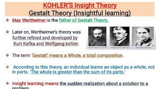 Kohlers insight theory gestalt theory Insightful learning for all Teaching Exams [upl. by Odille]