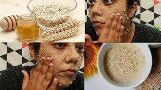 DIY Natural Face Scrub  Oatmeal Honey Scrub  Oats for skin [upl. by Nyrad]