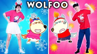 WOLFOO AND HOT VS COLD CHALLENGE  WOLFOO IN REAL LIFE  FUNNIEST MOMENTS OF WOLFOO amp LUCY [upl. by Hux]