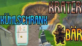 Fortnite Suche zwischen einem Bär einem Krater und einer Kühlschranklieferung [upl. by Charil]