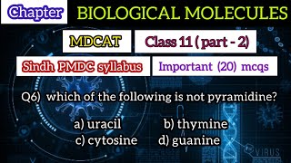 Biological molecules with answers  class 11  biomolecules mdcat mcqs with answers fypシ゚viral [upl. by Valentine]