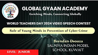 Speech on Role of Young Minds in the Prevention of Cyber CrimeBrendan Dsouza [upl. by Geneva]