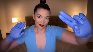 ASMR Blue nitrile gloves🔵double layering personal attention oily lotion sounds [upl. by Busey696]