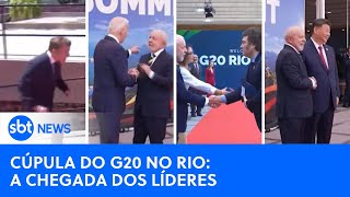 “Corridinha” de Macron protocolo de Millei a chegada dos líderes na Cúpula do G20 no Rio [upl. by Acirfa]