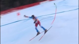 Cyprien Sarrazin SuperG crash Bormio Italy 2022 [upl. by Ayrotal]