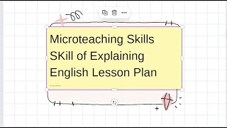 skill of explaining microteaching lesson plan english [upl. by Hornstein]