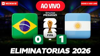 BRASIL 0 X 1 ARGENTINA AO VIVO  JOGO DE HOJE  ASSISTA AGORA AO VIVO NO PES 2021 [upl. by Heigho230]