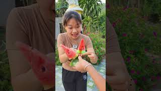 Watermelon ice cream is amazing Your ice cream eating skills are amazing🍉😂shorts candy [upl. by Yancey]