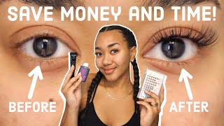 How I do my own lash extensions at home  Do your own lashes to save time and money  DIY lashes [upl. by Yentterb]