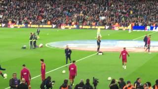 EL CLASICO 4216  Messi Neymar Suarez and Dani Alves volleying during warm up [upl. by Will]