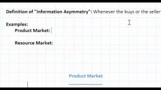 Asymmetric Information as a Market Failure  part 1 [upl. by Atter864]